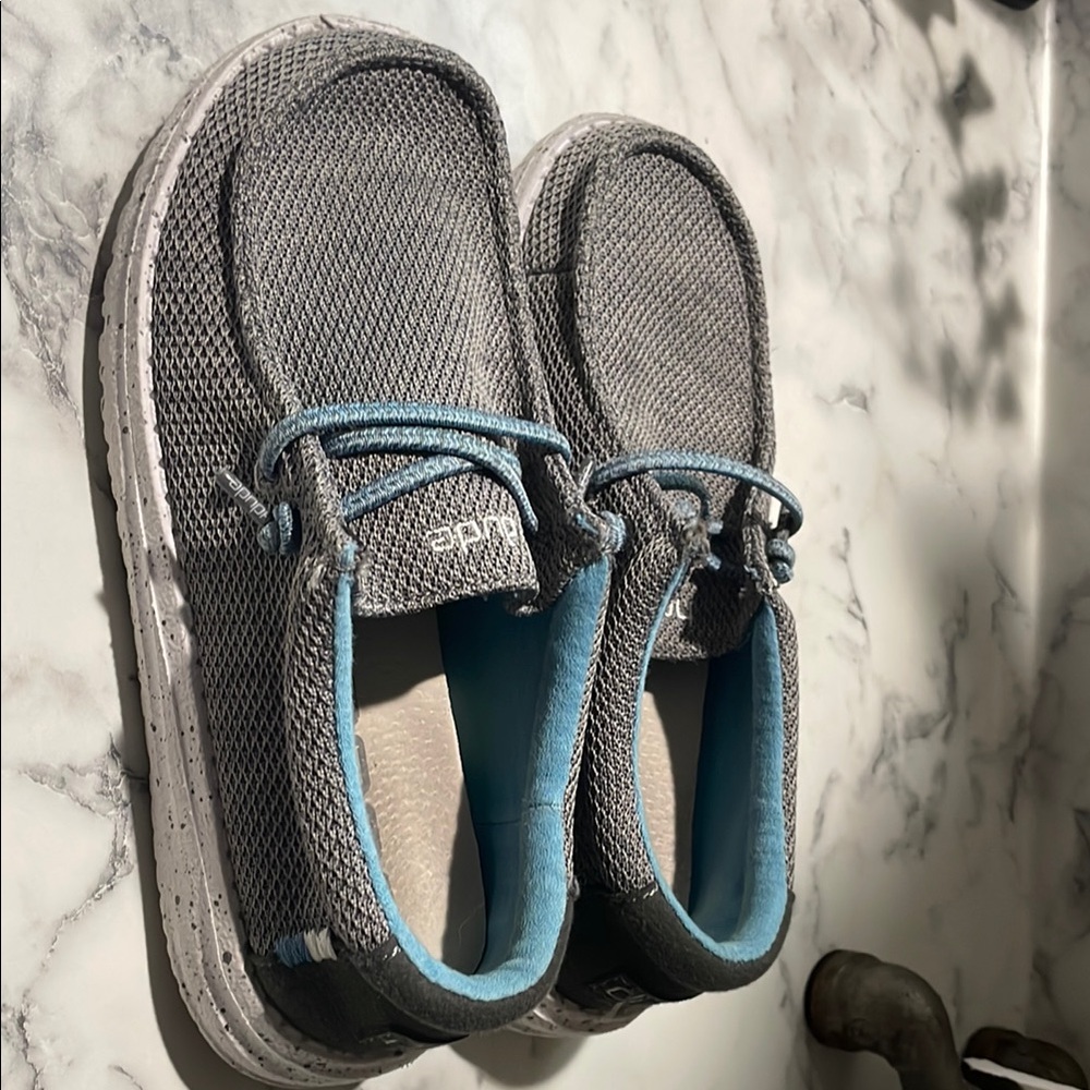 Hey Dude Gray and Blue Kids Shoes - Picture 2 of 5